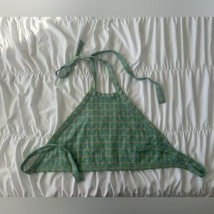 Zara Teal and Yellow Patterned Top